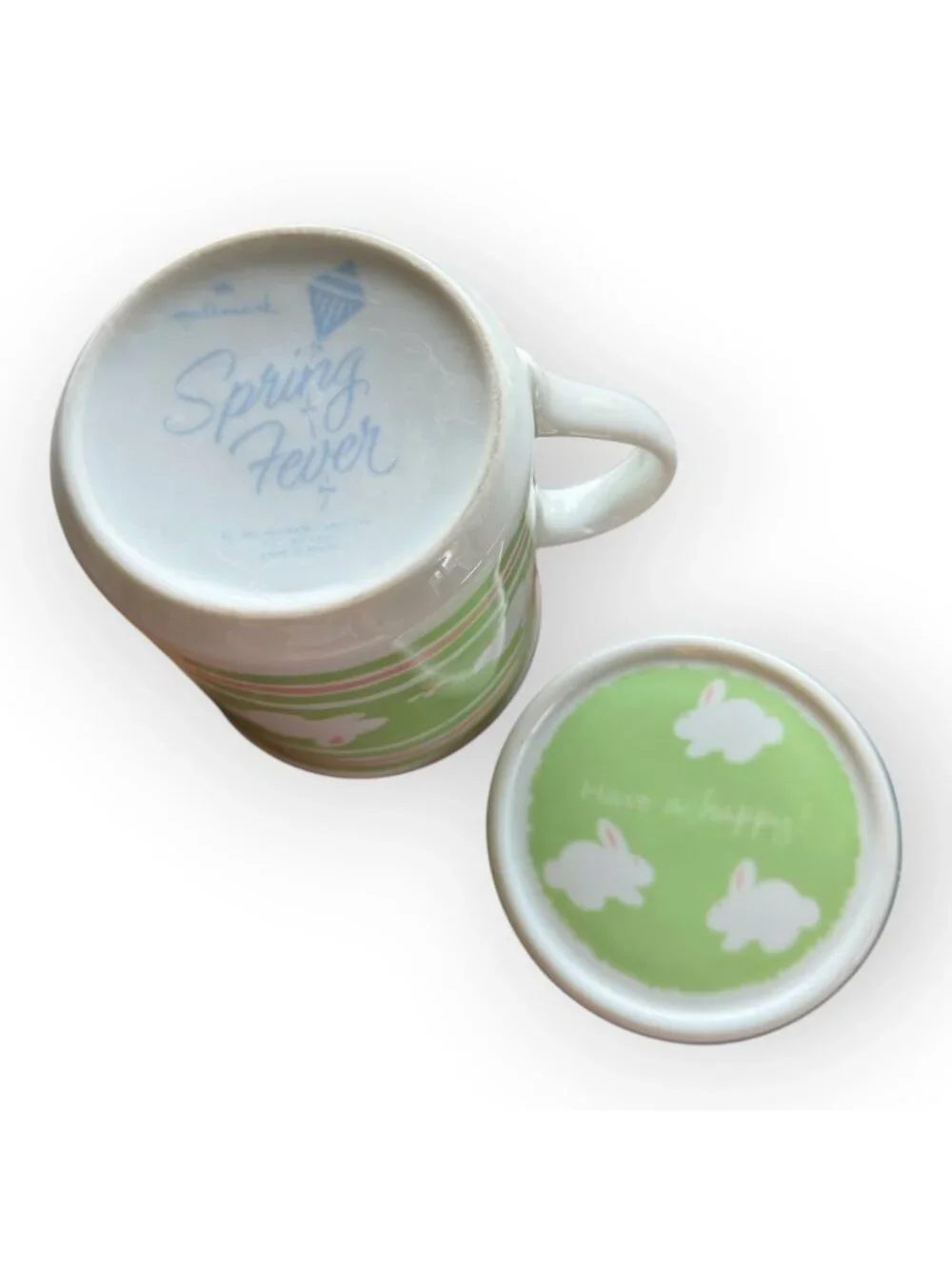 Vintage Hallmark Easter Spring Fever Pastel Bunny Mug with Lid